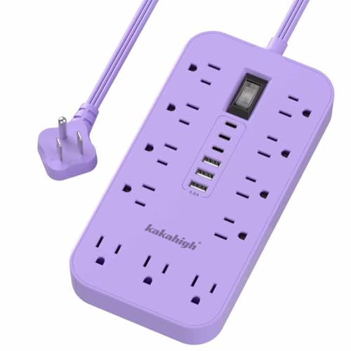 Purple Extension Cord with Multiple Outlets- 5 FT - color: Purple, size: 5FT