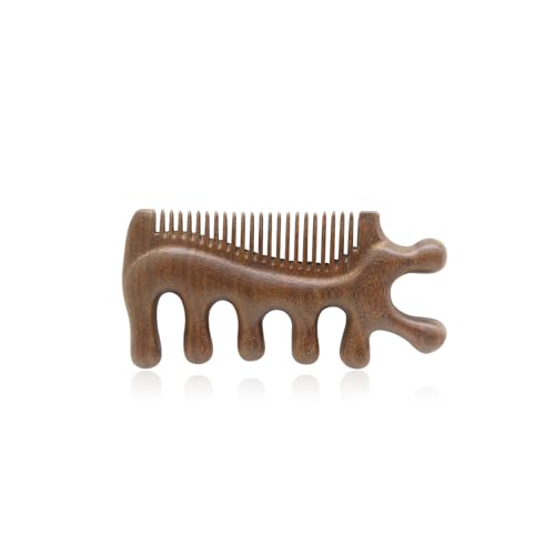 Wooden Scalp Care Comb, Wide Tooth Hair Sectioning Tool with V-Shaped End, Manual Styling Comb for Daily Hair Care