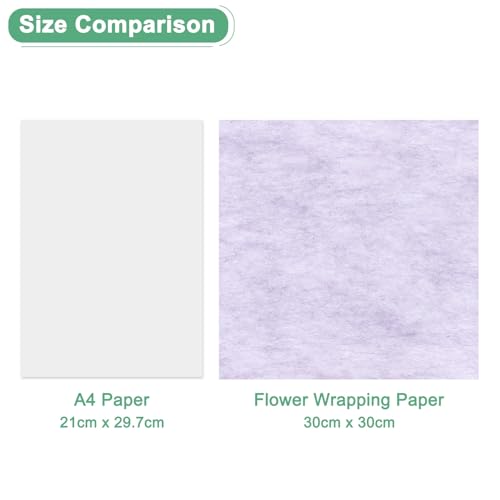 M METERXITY 152-Sheet Korean Cotton Wrapping Flower Paper, 11.8 Inch/ 30cm Waterproof Floral Wrapping Cotton Paper for Bouquets/Gift Packaging [Light Purple] - color: Light Purple