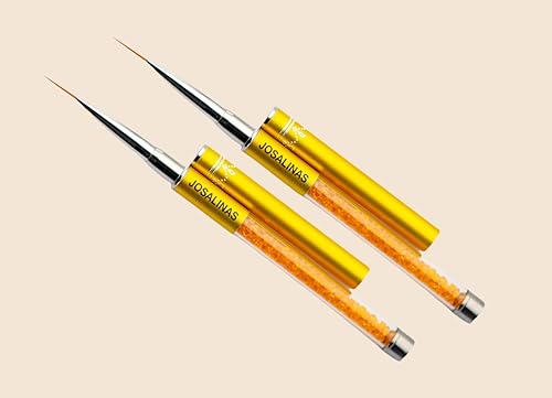 Nail Brushes Art Pen 2PCS, Gel Polish Painting Tools with Nail Extension Gel Builder, Salon at Home DIY Manicure (Gold-Liner#15mm) - color: Gold