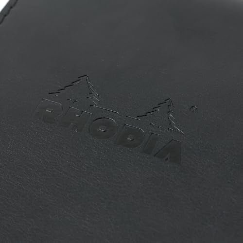 Rhodia Notepad with Cover No.12 (3.3 x 4.7 inches (8.5 x 12 cm), PU Leather, Black (Block Rodia No.12, Orange Included/80 Sheets, 5 mm Grid) RHODIA cf12pucvbk - size: 8.5×12cm, style: black