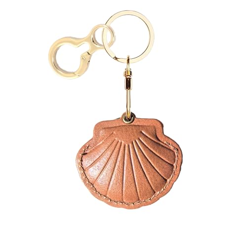 Leather Keychain holder Protective Case Compatible with Apple AirTag - color: Brown