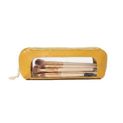 Makeup Brush Bag, Makeup Brush Case, Travel Makeup Brush Pouch, Makeup Bag - color: Mustard Yellow