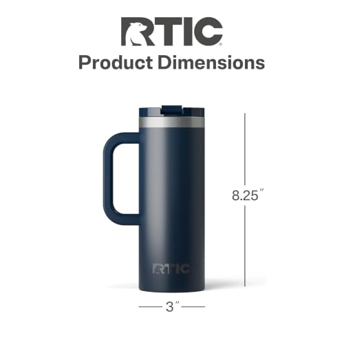 RTIC 20oz Road Trip Travel Mug with Lid and Handle, Ceramic Lined, Navy - color: Navy, size: 20 Ounces