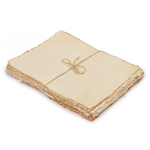 LEATHER VILLAGE Vintage Deckled Edge Watercolor Paper 25 Sheets 4x6 Inches - color: Antique/Vintage, size: 6 X 4 Inch