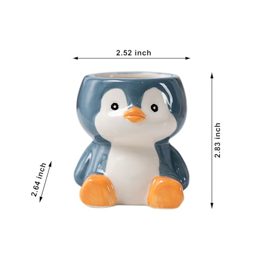 DIYOMR Cute Animals Planter, Mini Ceramic Cartoon Animal Shaped Succulent Flower Pot Indoor Air Plants Holder, Smooth Shiny Decorative Flower Cactus Planter - Plants Not Included (Penguin) - color: Penguin