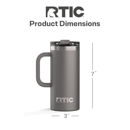 RTIC 16oz Road Trip Travel Mug with Lid and Handle, Ceramic Lined, Graphite - color: Graphite, size: 16 Ounces