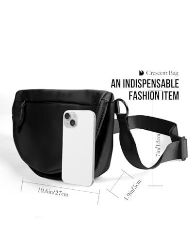Crescent Bag for Women,Medium Nylon Crescent Bag Single Shoulder Bag - color: black
