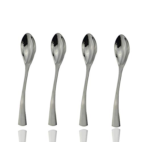 JASHII 18/10 Stainless Steel 4 Piece Mirror Polished Silver Dessert Spoon Salad Spoon Silverware Server Utensil Set 19CM - color: Dessert Spoon