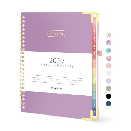 Forvencer 2027 Planner, Hardcover Calendar Planner Jan - Dec 2027, 6"x8" - color: Muted Purple, size: 6.3"x8.4" (Jan 2027 - Dec 2027)