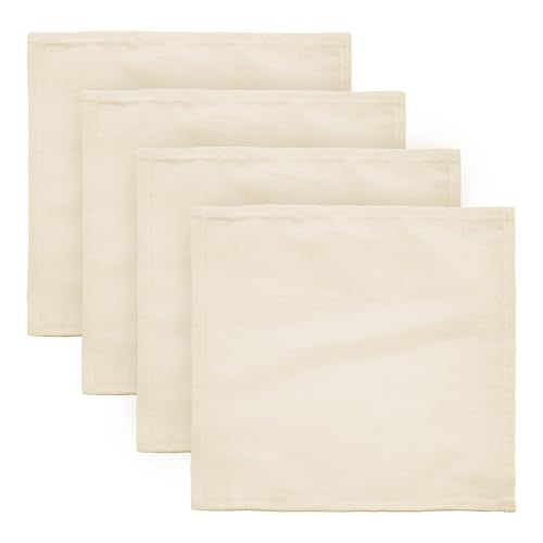 Unbleached Muslin Kombucha Covers - 4 Pack with Rubber Bands - 10" Square Fits Wide Variety Of Jar Openings - Tight Weave Keeps Flies Out - Let's Your Kombucha Breathe - Hand Wash