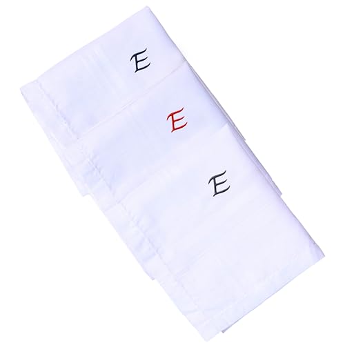 Monogrammed Handkerchiefs for Men 3-Pack Cotton, White Hankies - color: E1