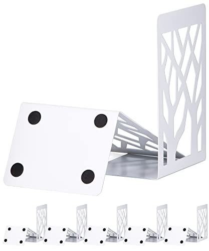 Book Ends, Bookends, Bookends for Shelves, Bookend, Book Ends for Heavy Books, White Metal Book Shelf Holder Home Decorative, Book Stoppers for Shelves, Bookend Supports 6 Pair - size: White-6 Pair