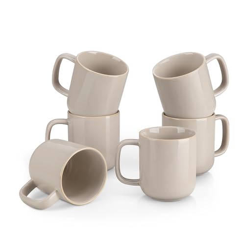 vancasso Coffee Mugs Set of 6, 12 Oz Ceramic Coffee Cups with Handle, Ceramic Unique Glaze Coffee Cup for Cappuccino, Latte, Tea, Cocoa, Dishwasher & Microwave Safe Gift Sets, Gray, Series PLAYA - color: Gray, size: 12 Oz