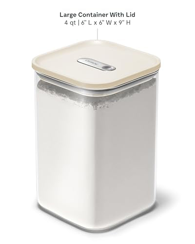 Caraway 4 qt Glass Airtight Food Storage Container with Lid - color: Cream, size: 4qt Container