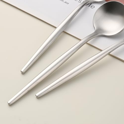 5.1 Inches Tea Spoons,SS18/10 Satin Finishing Coffee Spoons,Small Demitasse Spoon For Espresso,Mini Stirring Spoon For Dessert,Set Of 4 Solid Round Teaspoons - color: Silver, size: 5.1 Inch
