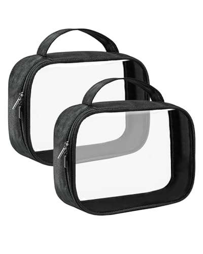 Moyad TSA Approved Toiletry Bag Clear Quart Size Travel Bags Makeup Bag - color: Black, size: 2 Pack, Handle