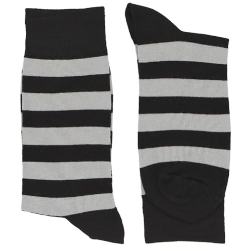tiemart Men's Socks, Fits Men's Shoe Sizes 8-12 - color: Black and Silver Striped