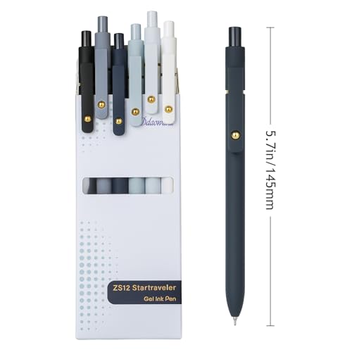 Ddaowanx Gel Pens,6 Pcs 0.7mm Retractable Quick Dry Black Ink Pens - color: 6Pcs Black White Gray