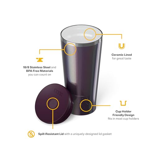 RTIC 20oz Everyday Tumbler, Insulated, Ceramic Lined, Plum Glitter - color: Plum Glitter, size: 20 Ounces