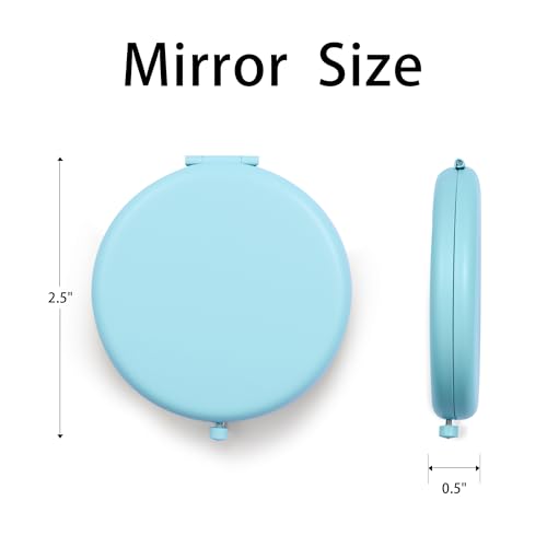 Compact Mirror for Purse, Metal Round Shell, Double-Sided 1X/2X Magnifying, Portable Travel Makeup Mirror, Mini Pocket Mirror, Aquamarine,4 Packs - color: Aquamarine