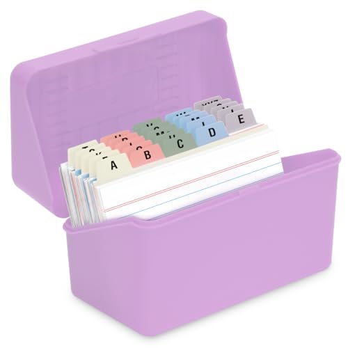 H4D 3x5 Index Card Holder with 100 Index Cards and 25 Dividers, Pale Purple - color: Light Purple, size: 3"x5"
