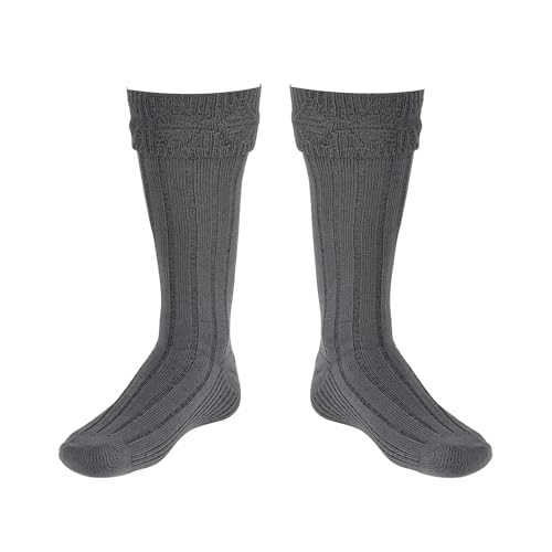 Scottish Bubbles And Square Kilt Hose for Men, Ribbed Socks for USA Shoe Sizes - color: Light Grey, size: Large