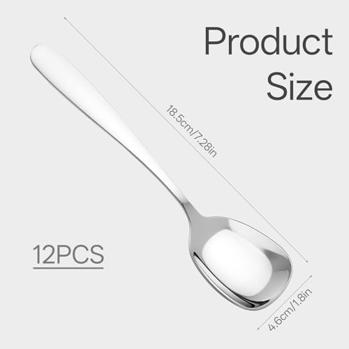 12 Pcs Square Head Soup Spoons, Premium Korean Spoon