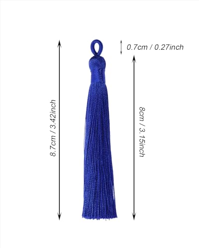 Tupalizy 10PCS Handmade Soft Silky Tassels with Hanging Loop for Bookmarks Keychains Earring Bracelets Jewelry Making Souvenir Graduation Clothing Sewing Gift Tag Art DIY Craft Projects (Royal Blue) - color: Royal Blue