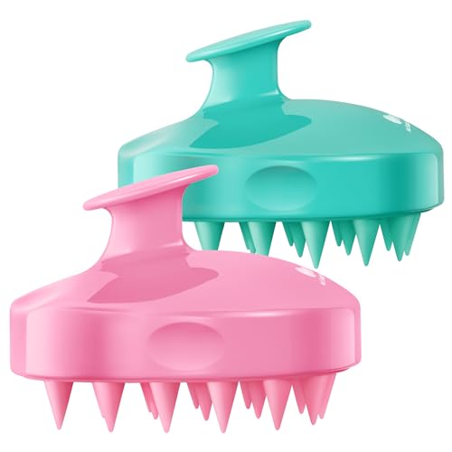 HEETA 2-Pack Large Scalp Massager Scrubber Shampoo Brush for Hair Growth - color: 01- Green & Pink