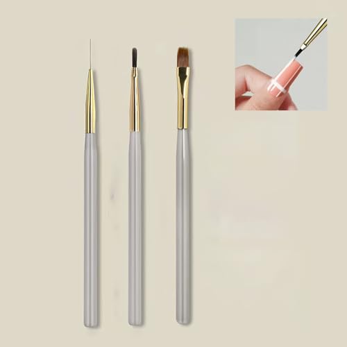 Professional Nail Art Brush Set, 3 Piece Liner Detail Brushes Kit for Gel Polish, Drawing, Painting, Precision Design