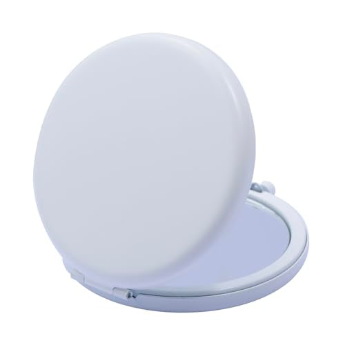 Compact Mirror for Purse, Metal Round Shell, Double-Sided 1X/2X Magnifying, Portable Travel Makeup Mirror, Mini Pocket Mirror, White,4 Packs - color: White