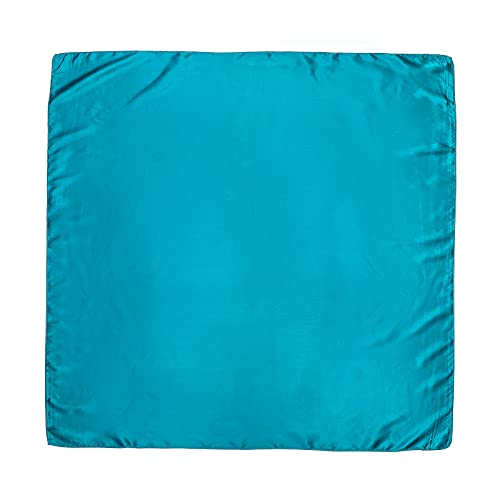 AWAYTR 2-Pack 35" Silk-Like Satin Head Scarves for Women, Square Bandanas - color: Blue/Pale Blue