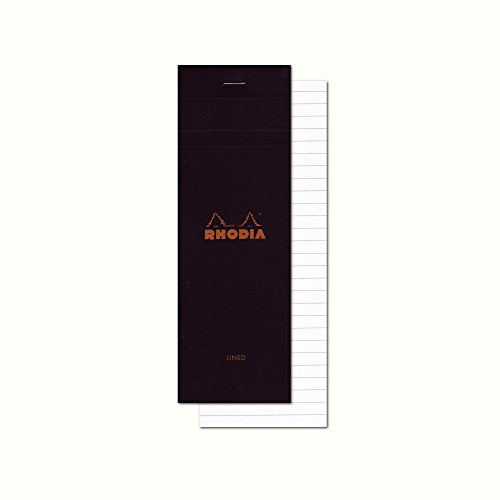 Rhodia Head Stapled Shopping Pad, No8 74x210mm, Lined - Black - color: Black, size: 3" x 8 1/4", style: Ruled