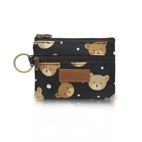 Coin Bag, Keyring Cute Coin Pouch for Women and Girls (black) - color: black bear