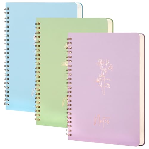 MGGAO 3 Pcs Spiral Notebooks For Women, Aesthetic College Ruled Journal - color: Pack 2