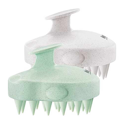 HEETA 2-Pack Large Scalp Massager Scrubber Shampoo Brush for Hair Growth - color: New Beige & Green