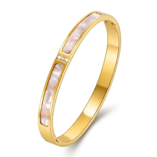 Hinged Bangle Bracelet for Women, Jewelry Gift for Anniversary Birthday - color: Gold