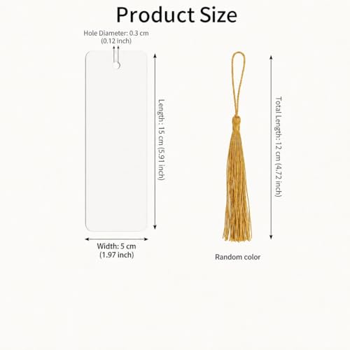 100Pcs Blank Bookmarks with Random Colored Tassels
