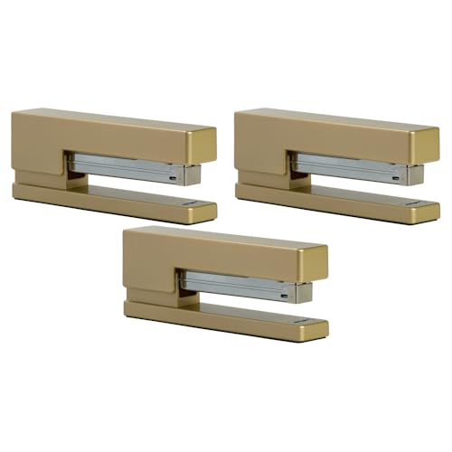 JAM PAPER Modern Desk Stapler - Gold - 3/Pack - color: Gold, size: Pack of 3