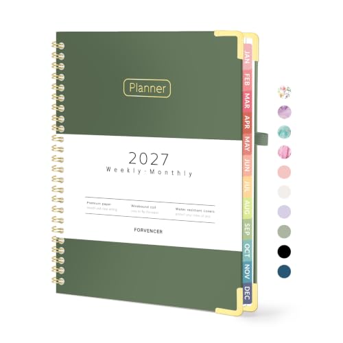 Forvencer 2027 Planner, Hardcover Calendar Planner Jan - Dec 2027, 6"x8" - color: Dark Green, size: 6.3"x8.4" (Jan 2027 - Dec 2027)
