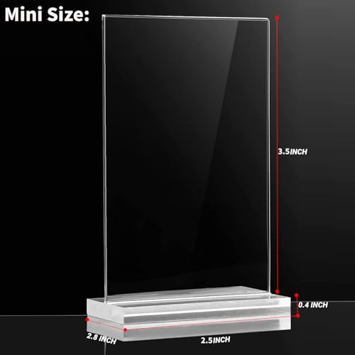24 Pcs 2.5 x 3.5 Inch Mini Acrylic Sign Holder, Wallet Size Desktop Photo Frames Double Side Picture or Display Plastic Sign Holder Suitable for Office Wedding (2.5 x 3.5 Inches)