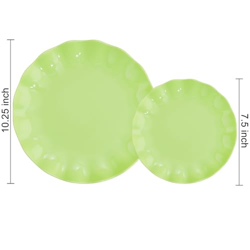 LIYH 24Pcs Green Unbreakable Plastic Plates for Birthday Scalloped - color: Green, size: 24(12 Guests)