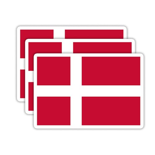 (3PCS) Denmark Flag stickers, Countries Flag Stickers - Waterproof Vinyl Decals For Laptops, Tumblers, Water Bottles, Books, Scrapbooks, Size 3 x 2 Inch - color: Denmark
