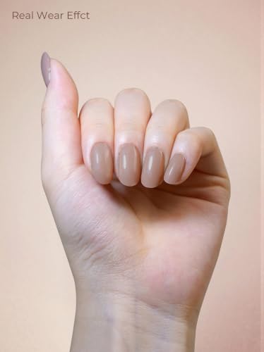 Real Gel Nail Strips (No UV Light Needed) - 44Pcs Salon Quality Nail Stickers - Long Lasting Polish Wraps for Women, Easy Apply & Remove (Minimal Nude) - color: Minimal Nude