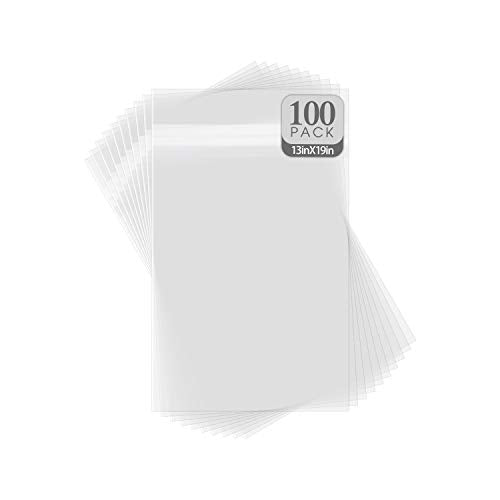 Golden State Art 13x19 Inch Crystal Sealed Clear Plastic Sleeves,100 Pack - size: 13-7/16 x 19-1/4