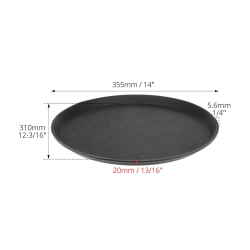 QWORK 14-Inch Round Non-Slip Serving Tray Set – 4Pack Rubber Surface Drink & Meal Carrier for Home, Café & Catering