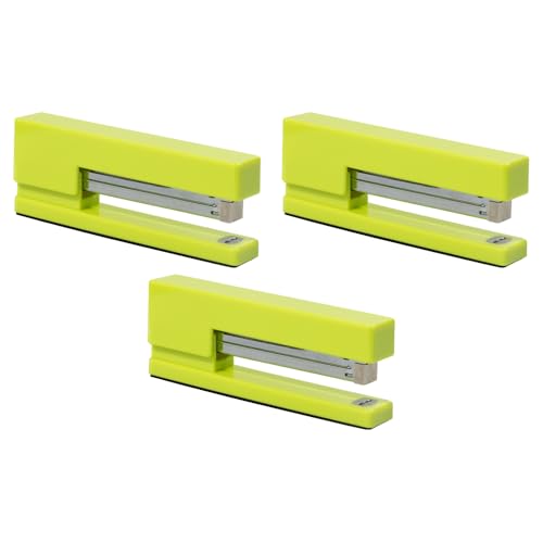 JAM PAPER Modern Desk Stapler - Lime Green - 3/Pack - color: Lime Green, size: Pack of 3