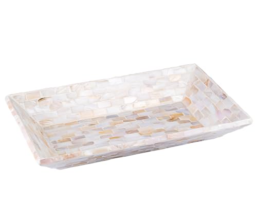 PEMAR 11.8"x7.1" Mother of Pearl Vanity Tray, Small Decorative Dish