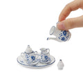 Miniature Tea Set 1/6 Scale Dollhouse Accessories Porcelain Blue Flower - color: Blue Flower